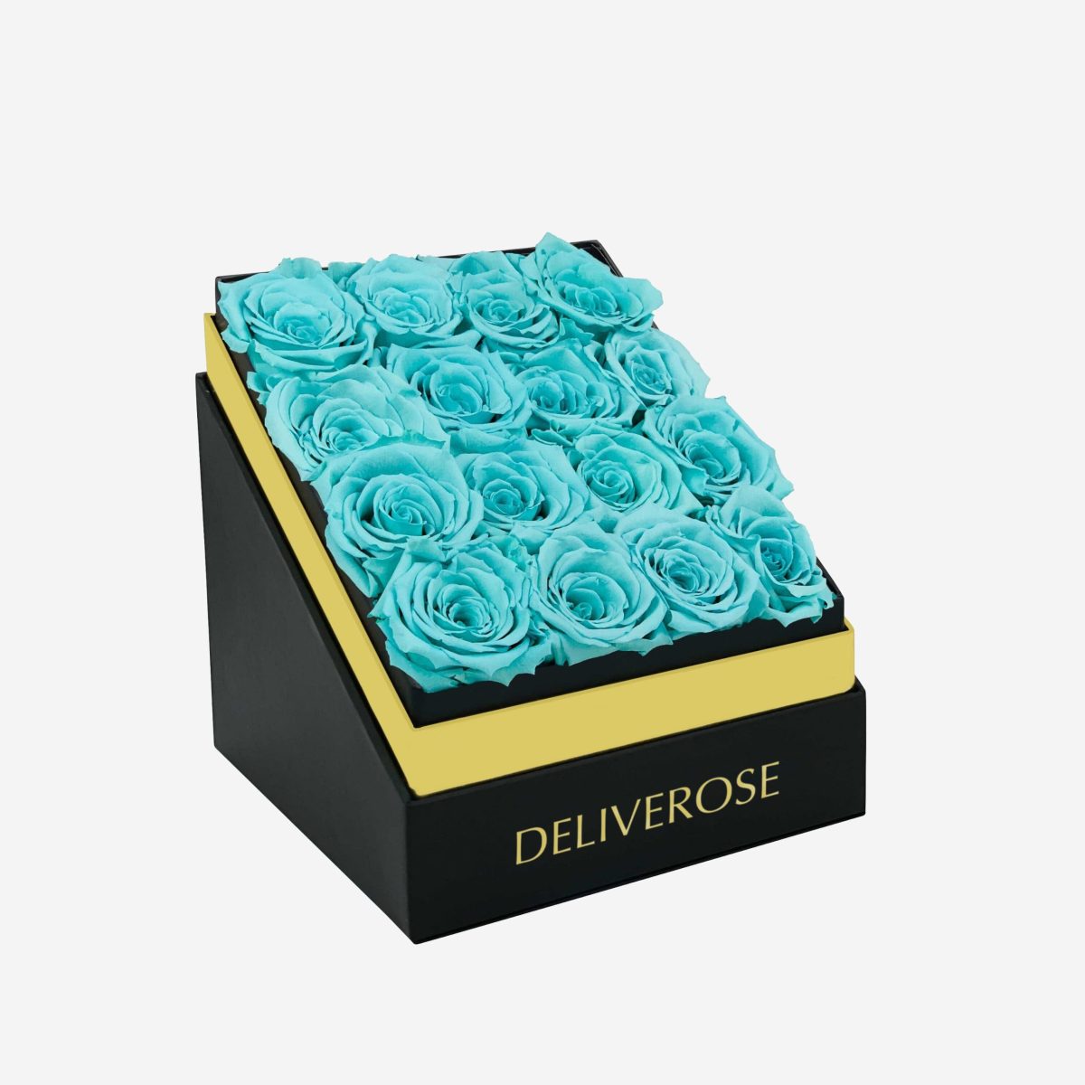 Square Black Box with Turquoise Roses (Copy)